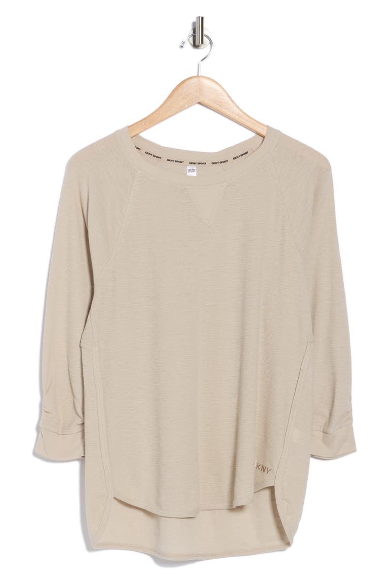 Slub Waffle High-Low T-Shirt, Alternate, color, PEBBLE