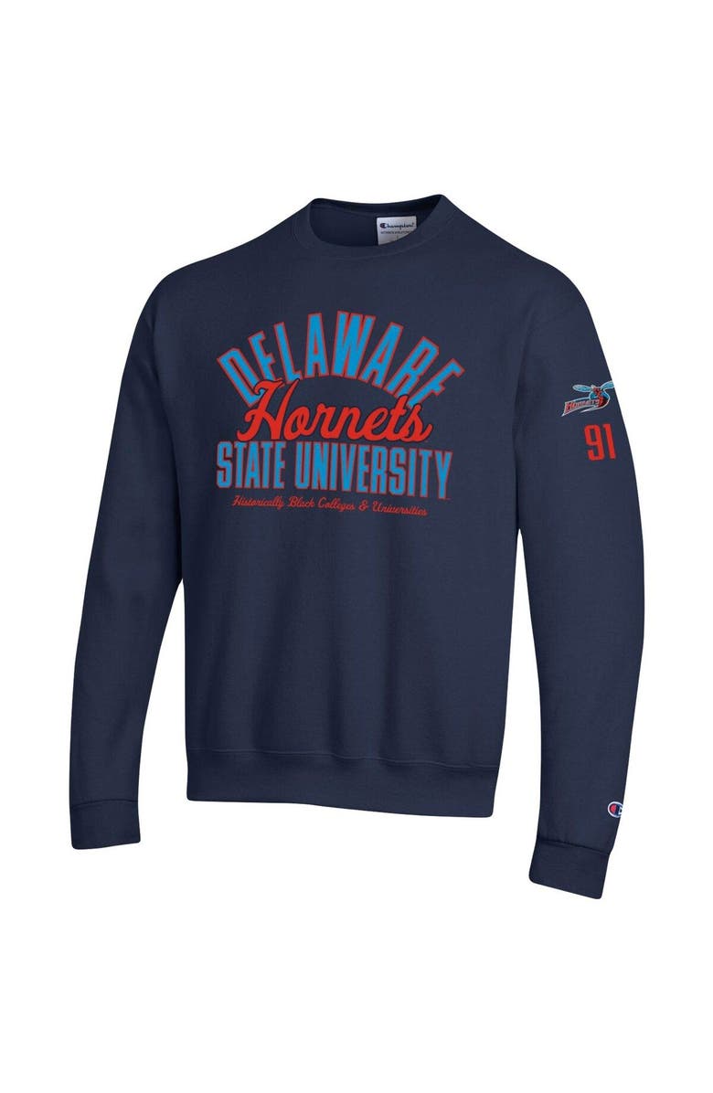 Champion Men's Champion Navy Delaware State Hornets 2-Hit Powerblend Pullover Sweatshirt, Alternate, color, 