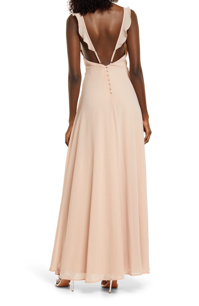 Lulus Flutter Strap A-Line Chiffon Gown, Alternate, color,