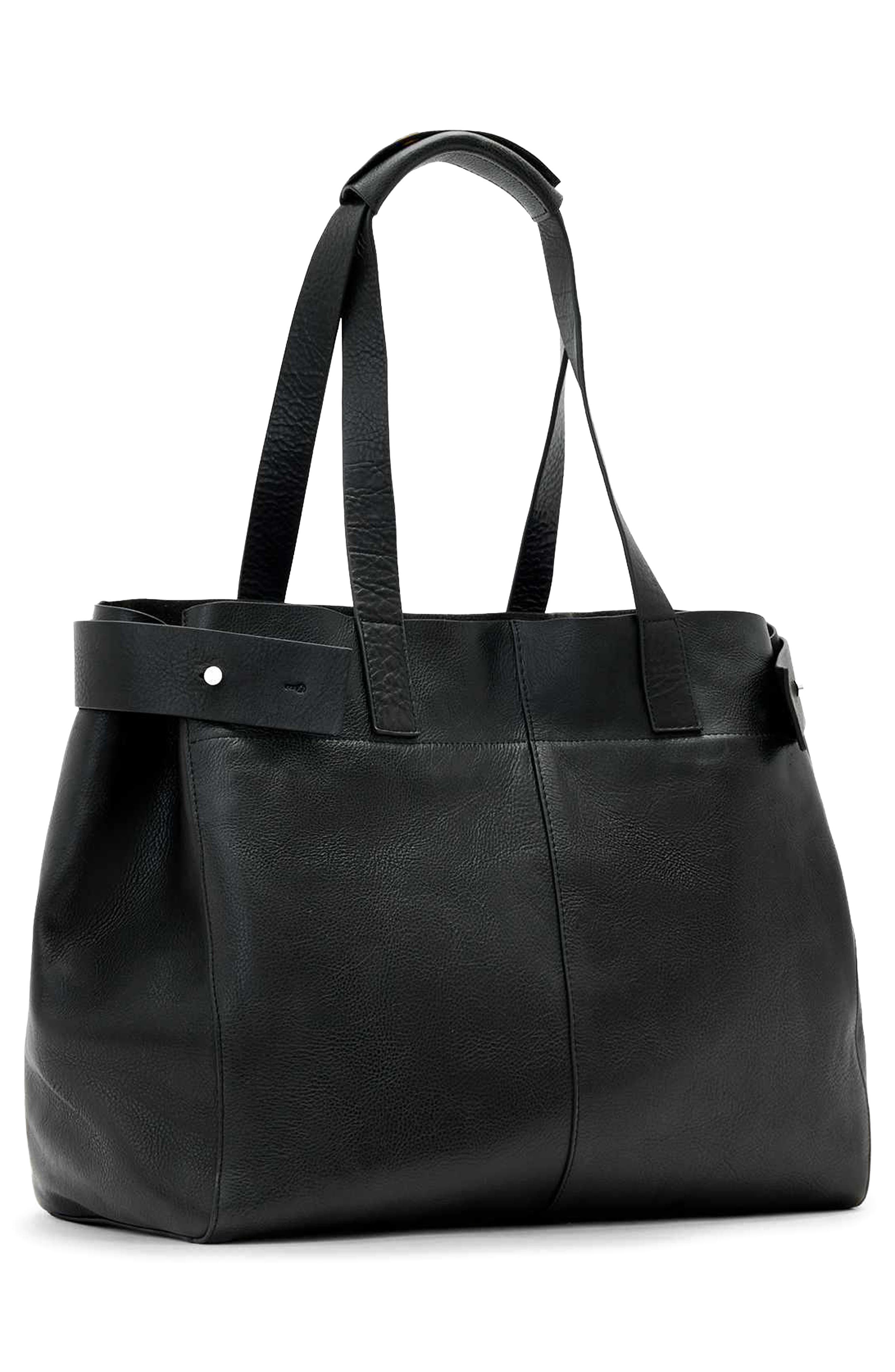 AllSaints Ursa Leather Tote, Alternate, color, Black