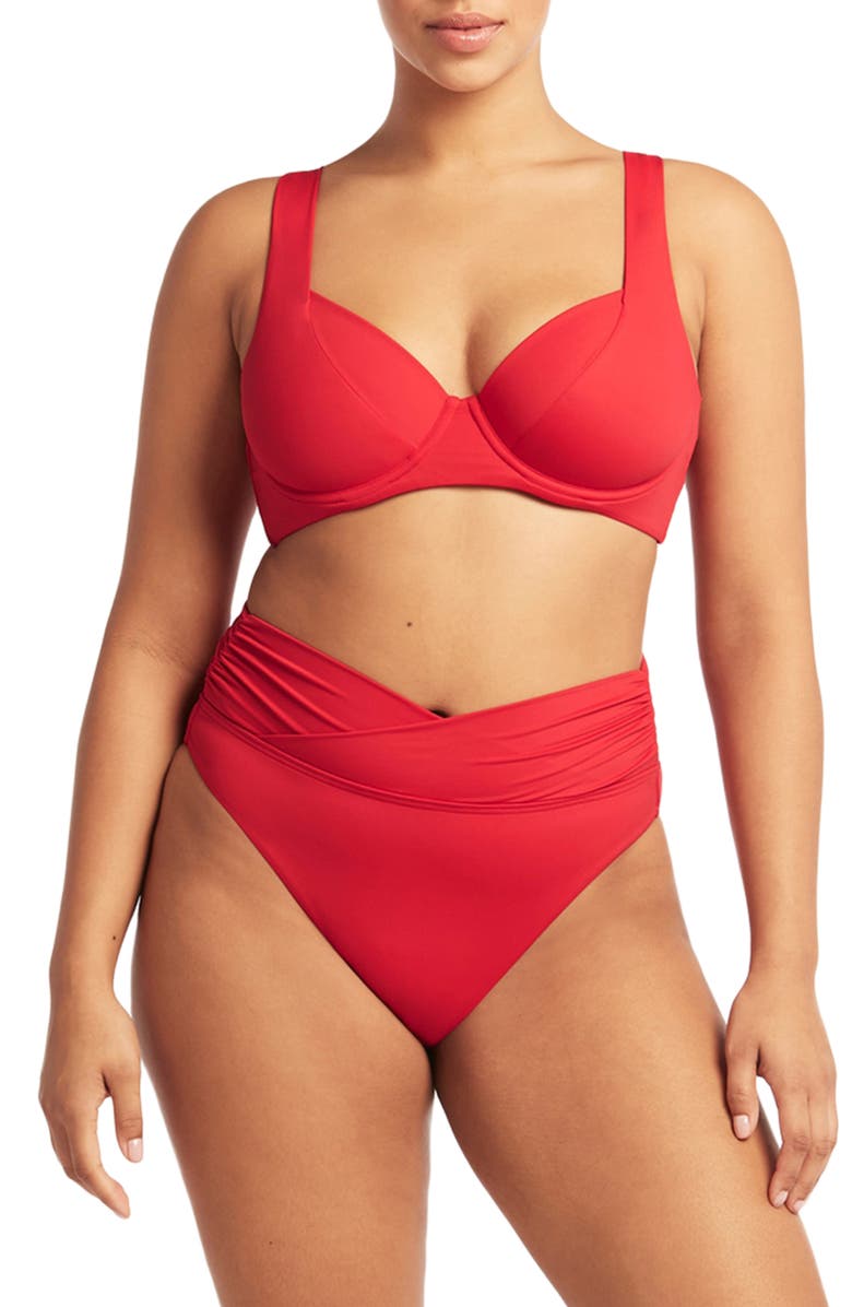 Sea Level Essentials C- & D-Cup Underwire Bikini Top, Alternate, color, Red