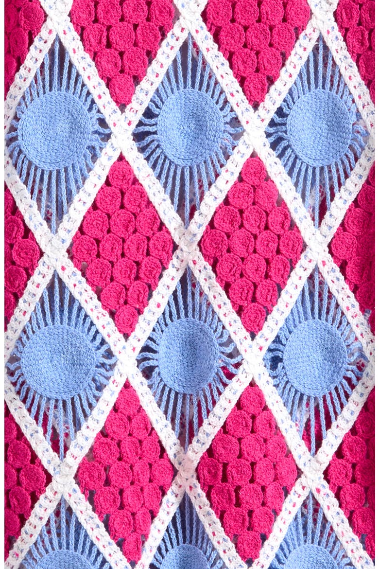Diamond Pattern Sweater Beach Cover-Up Dress, Alternate, color, PINK PUNCH/ BLUE BELL