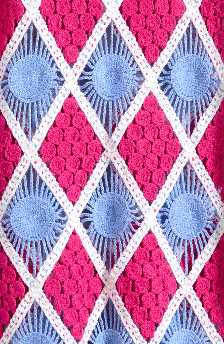Miken Swim Diamond Pattern Sweater Dress, Alternate, color, Pink Punch/ Blue Bell