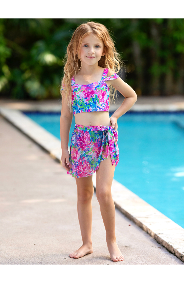 Mia Belle Girls Tropical Bloom Two-Piece Swimsuit, Alternate, color, Pink