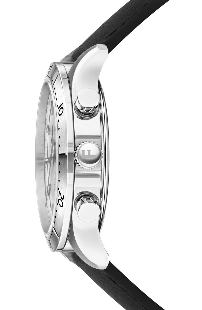 FERRAGAMO Leather Strap Chronograph Watch, 43mm, Alternate, color, Stainless Steel