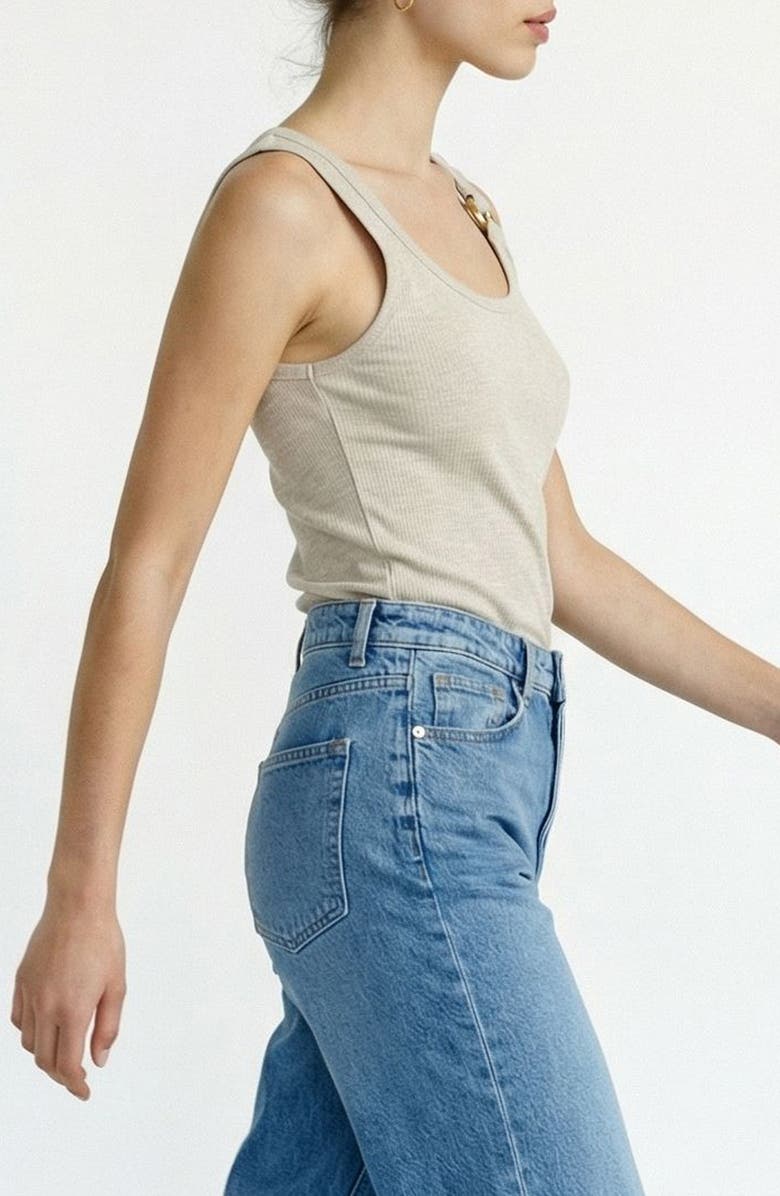VERO MODA Kiki Scoop Neck Tank, Alternate, color, Birch Detailmelange