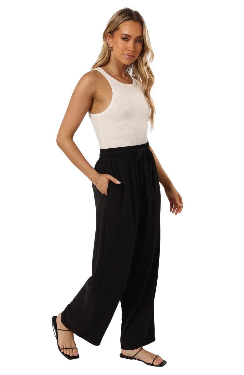Petal & Pup Teddy Tie Waist Wide Leg Pants, Alternate, color, Black