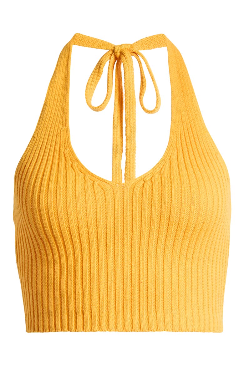 Pixie Rib Crop Halter Top, Alternate, color, CITRUS