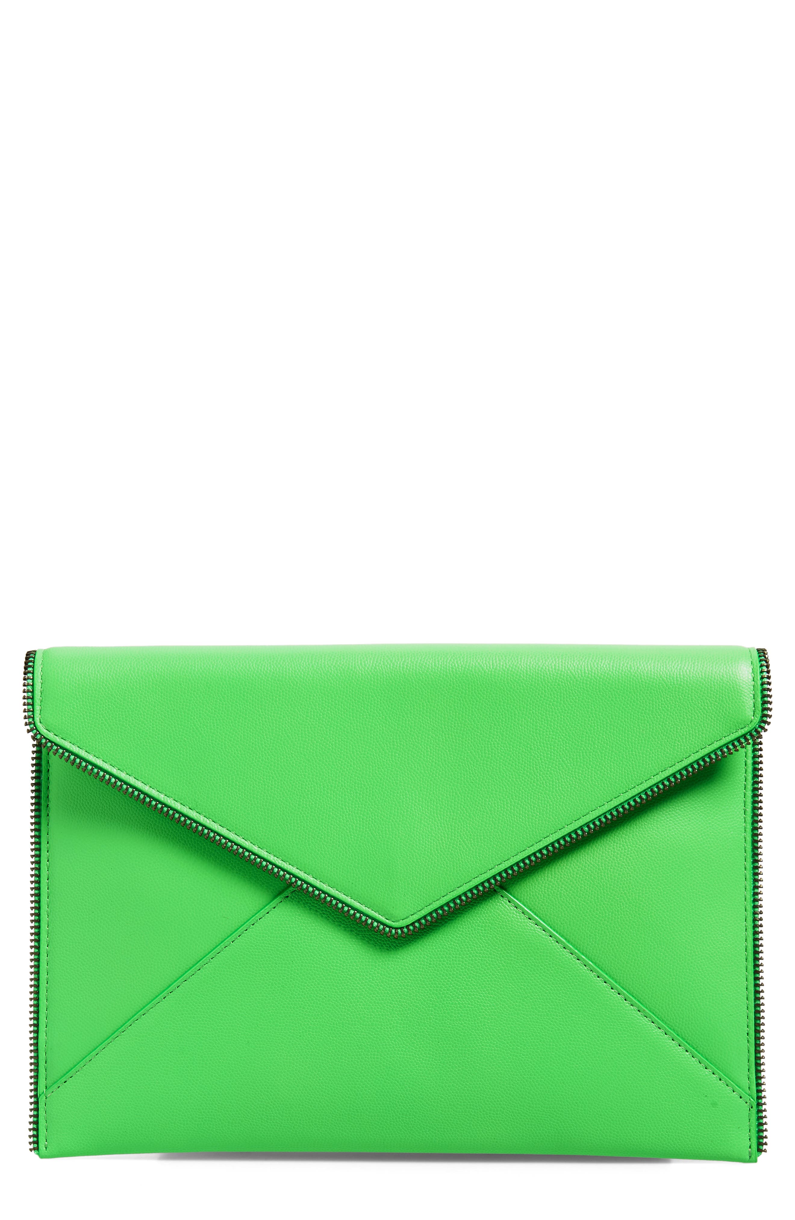 Rebecca Minkoff Leo Leather Clutch, Main, color, 