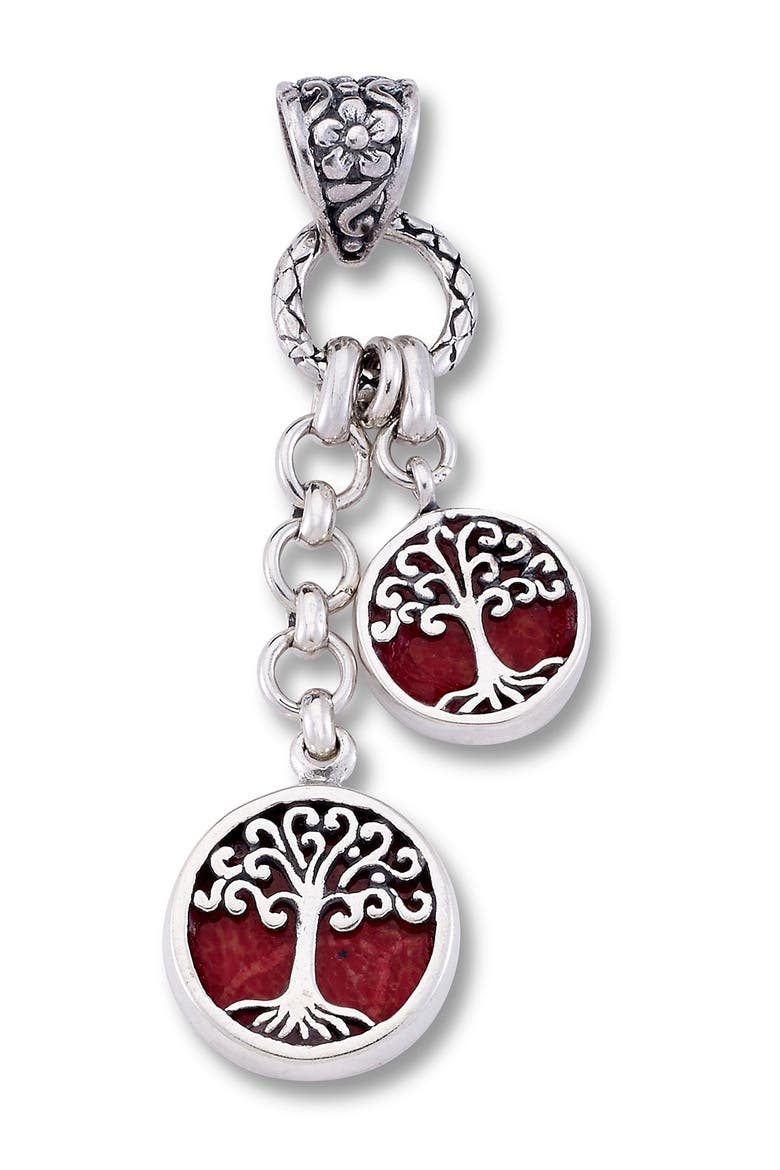 Sterling Silver Coral Tree Of Life Charm Pendant, Main, color, RED