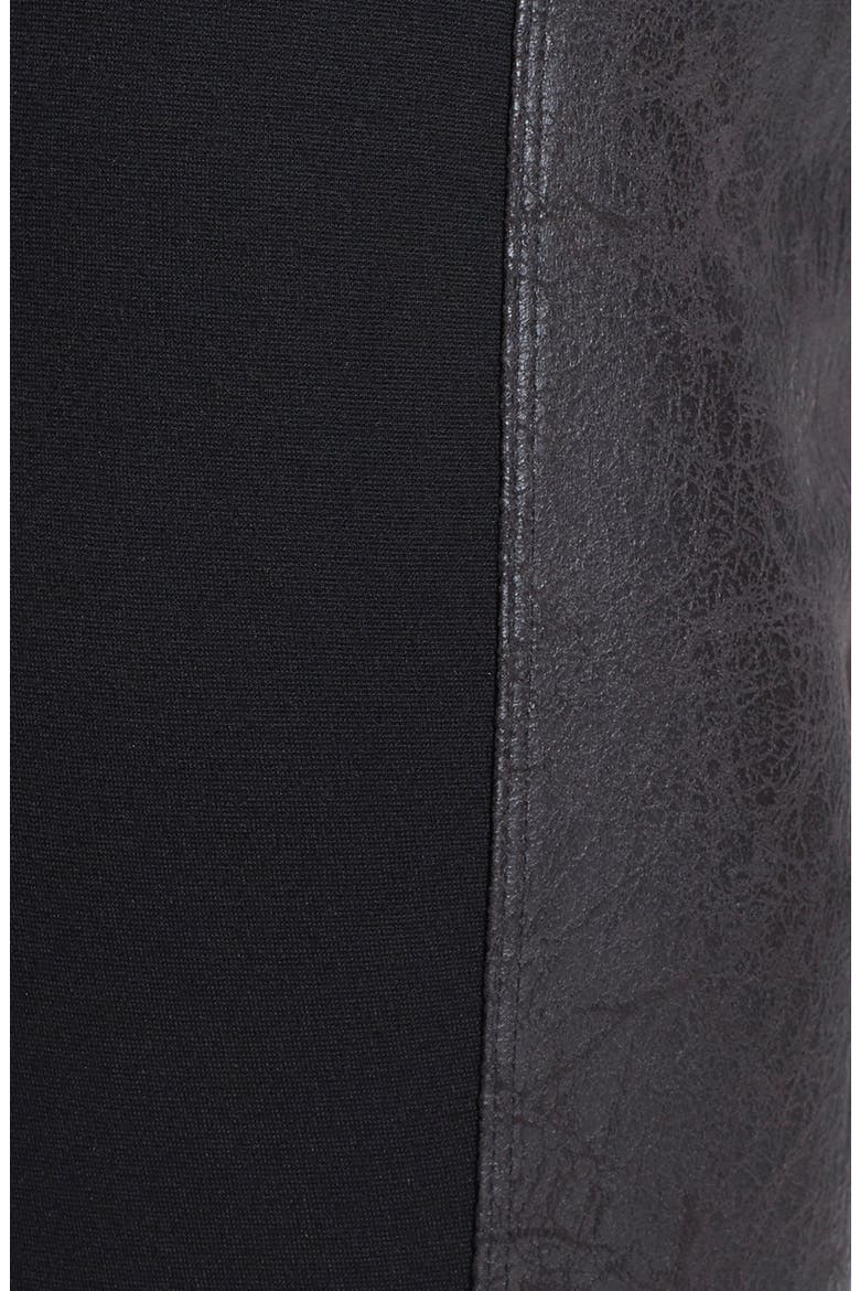 Lyssé 'Rue' Faux Leather & Ponte Knit Leggings, Alternate, color, BLACK
