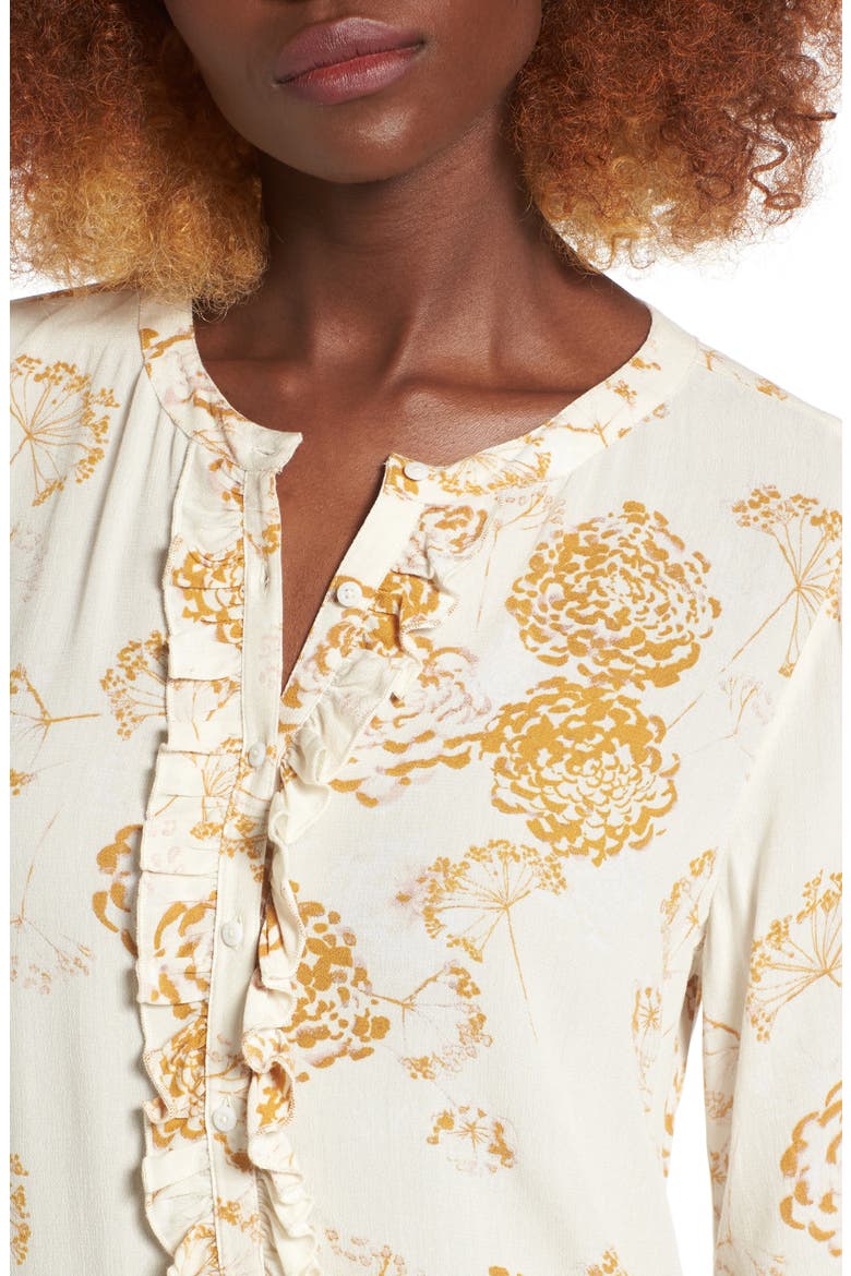 Ruffle Shift Dress, Alternate, color, IVORY BIRCH ALLIUM SPLOTCH