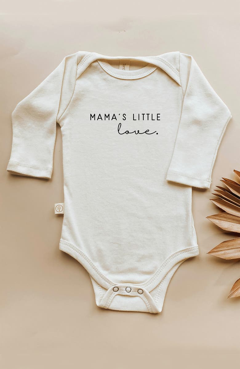 Tenth & Pine Mama's Little Love Long Sleeve Organic Cotton Bodysuit, Alternate, color, Natural