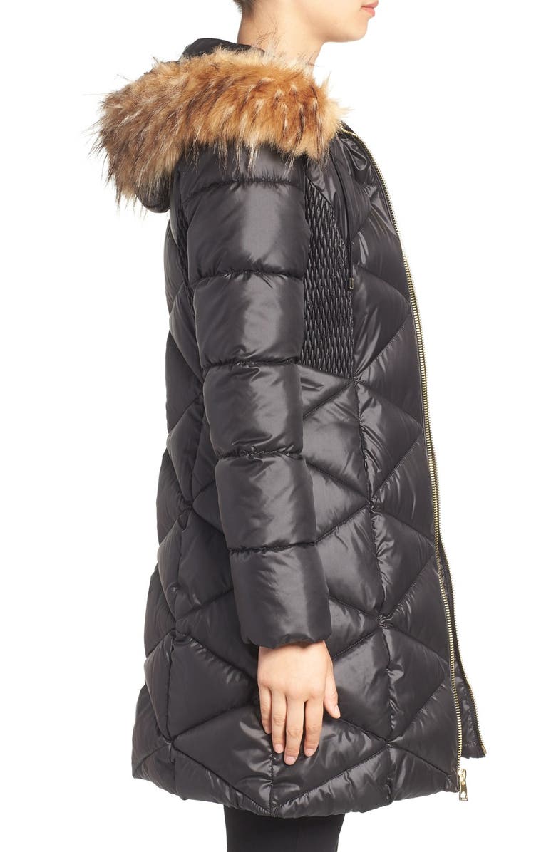 GUESS Quilted Puffer Coat with Faux Fur Trim, Alternate, color, 