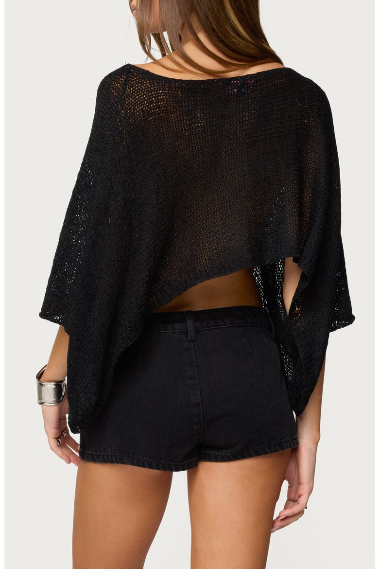 Laline Loose Knit Crop Top, Alternate, color, BLACK