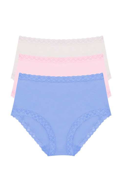 Natori Bliss Lace-trim Cotton Brief Underwear 3-pack 156058mp In Multi