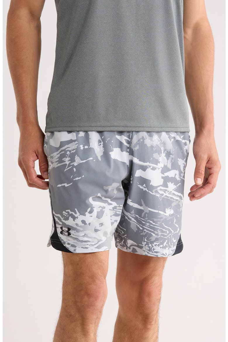 Elevated Woven Print Shorts, Main, color, HALO GRAY