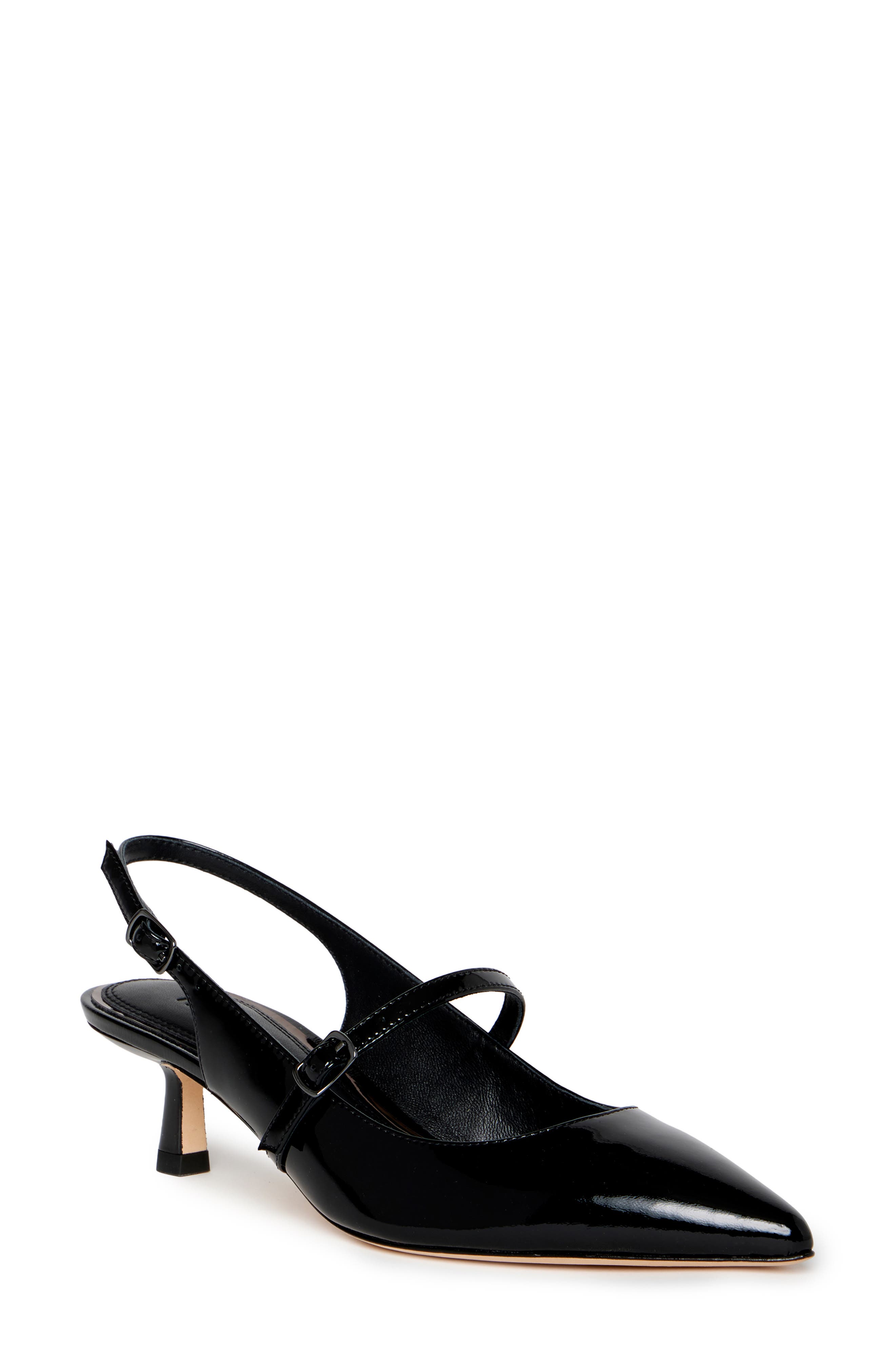 Maggie Slingback Pointed Toe Pump, Main, color, BLACK PATENT