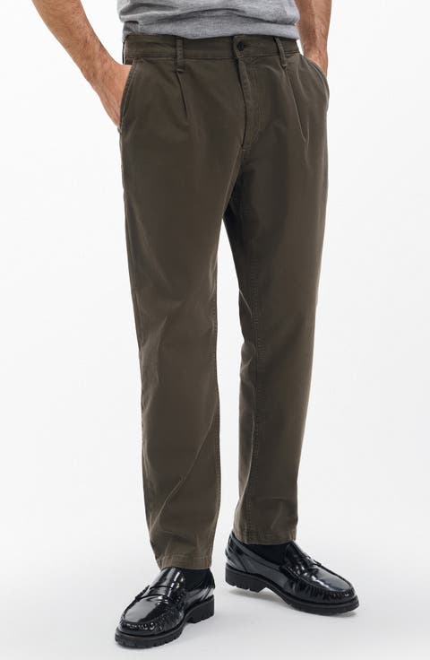 Evan Trim Fit Pleated Stretch Cotton Chinos