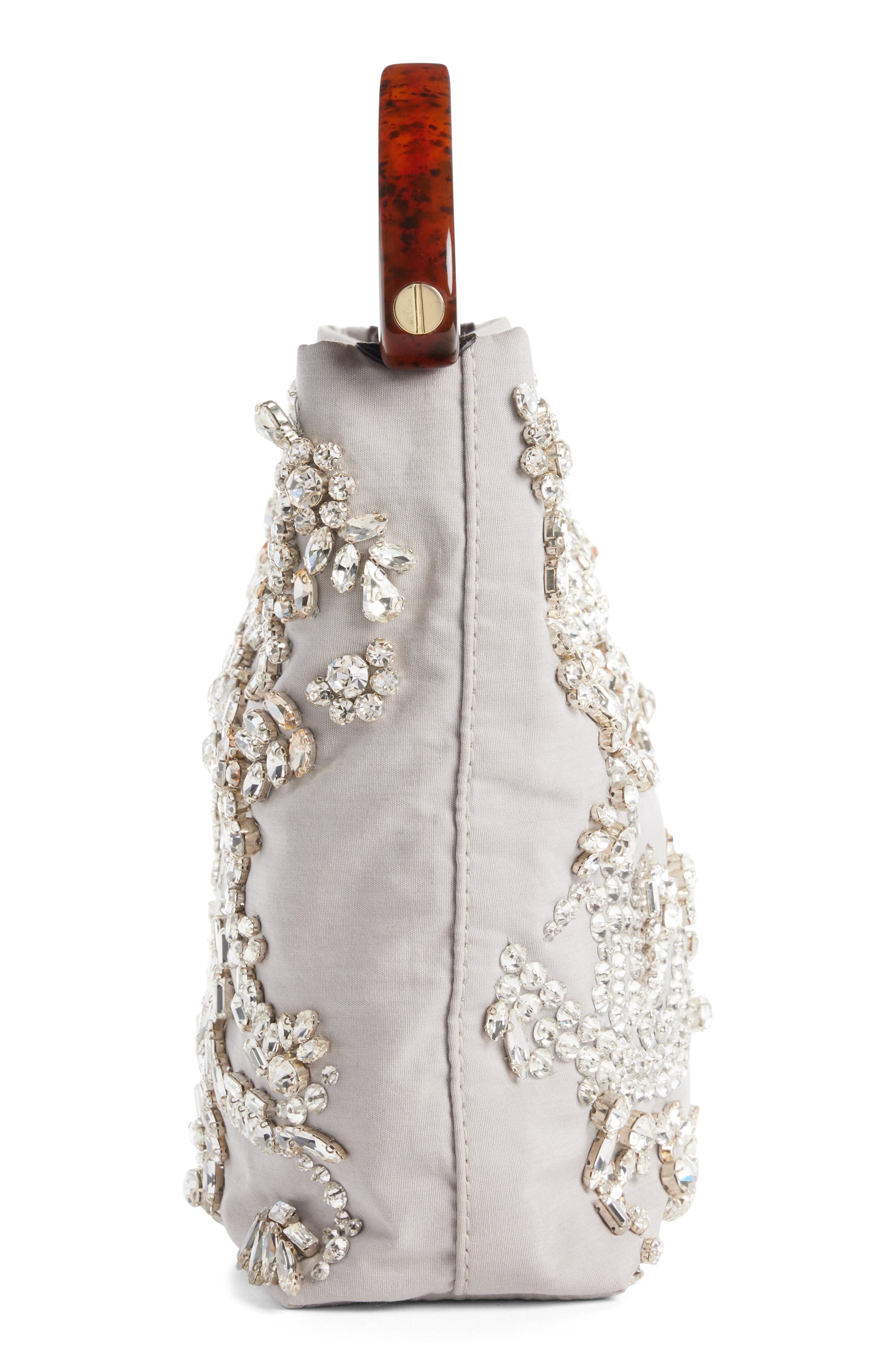 Dries Van Noten Micro Crystal Embellished Top Handle Bag, Alternate, color, 800 Light Grey