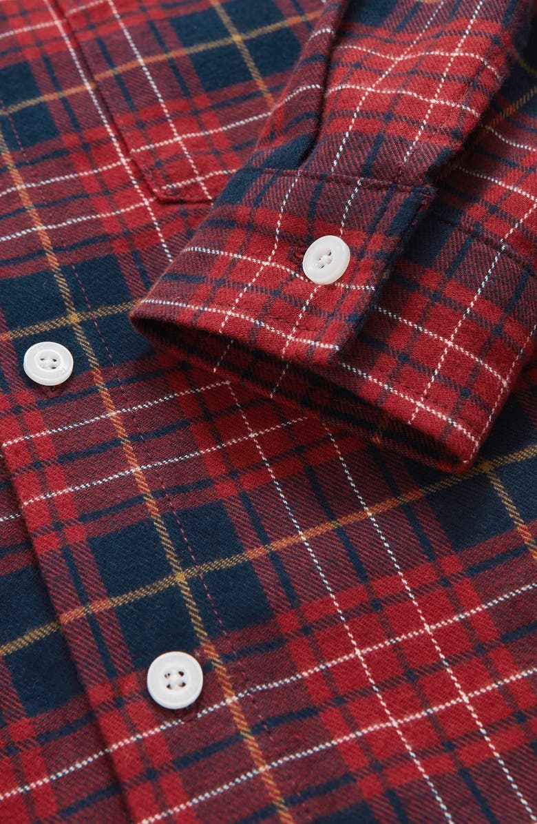 Reiss Kids' Bronts Kids' Plaid Cotton Button-Down Shirt, Alternate, color, Red/ Navy Blue