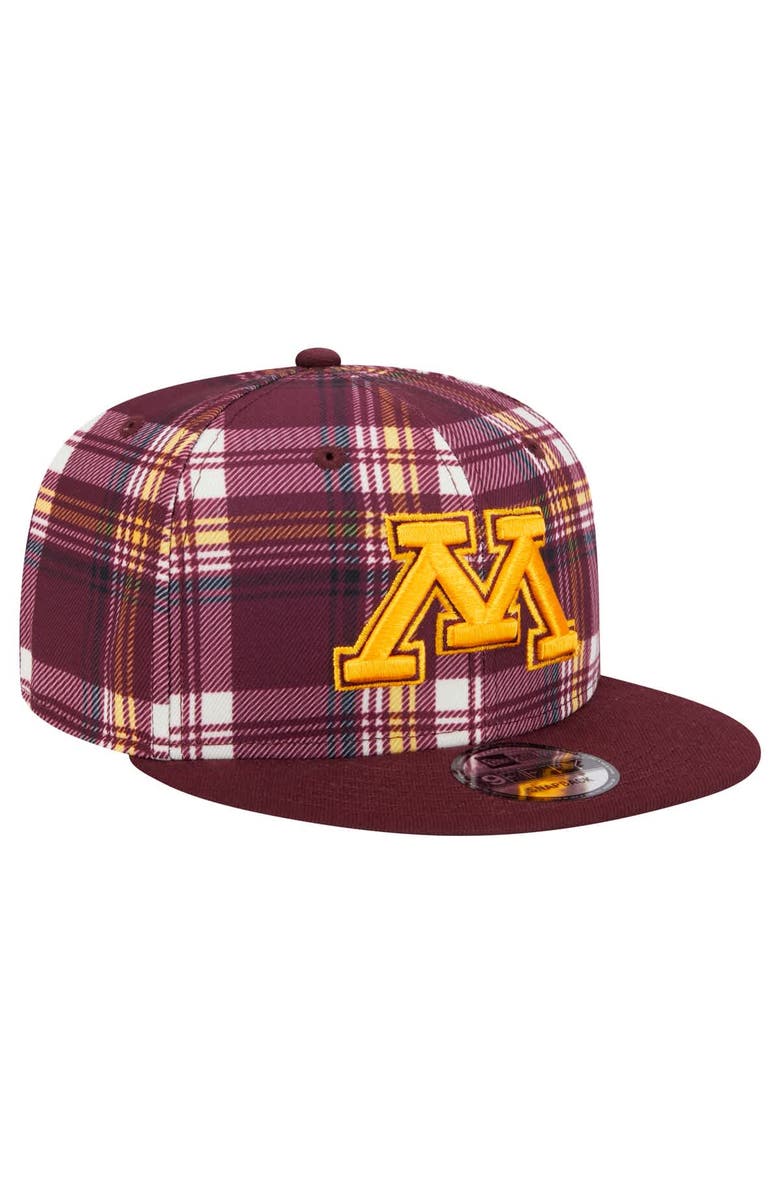New Era Men's New Era Maroon Minnesota Golden Gophers Plaid 9FIFTY Snapback Hat, Alternate, color, Maroon