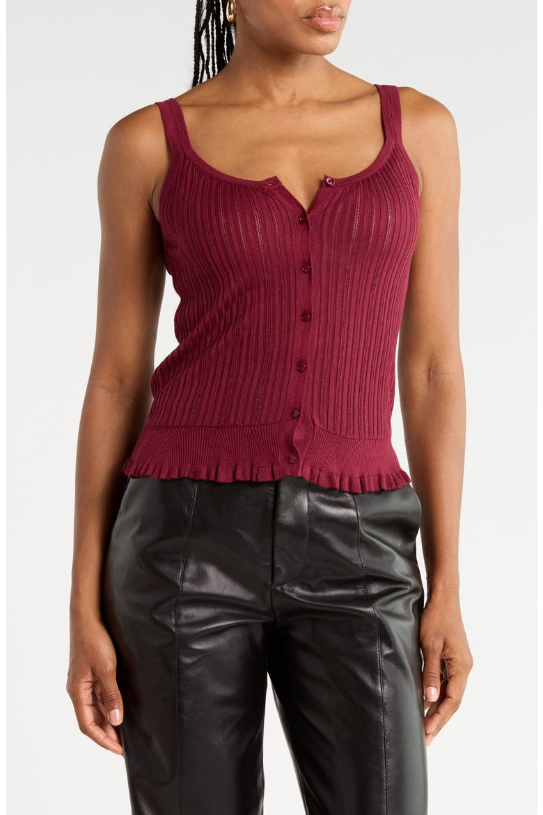 Callie Button Front Ribbed Tank, Main, color, CLARET