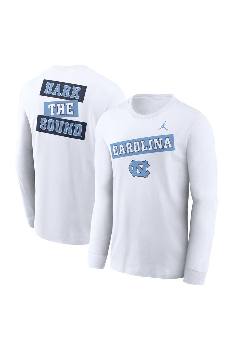 Men's Jordan Brand White North Carolina Tar Heels Two-Hit Classic Location Long Sleeve T-Shirt, Main, color, White