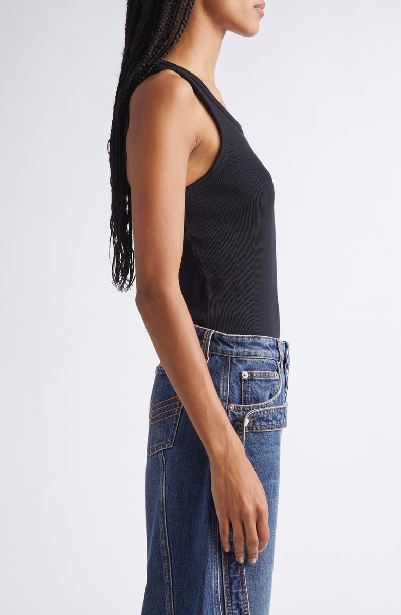 Jean Paul Gaultier Ring Detail Cotton Rib Tank, Alternate, color, Black