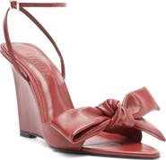 Schutz Elodie Bow Wedge Leather Sandal