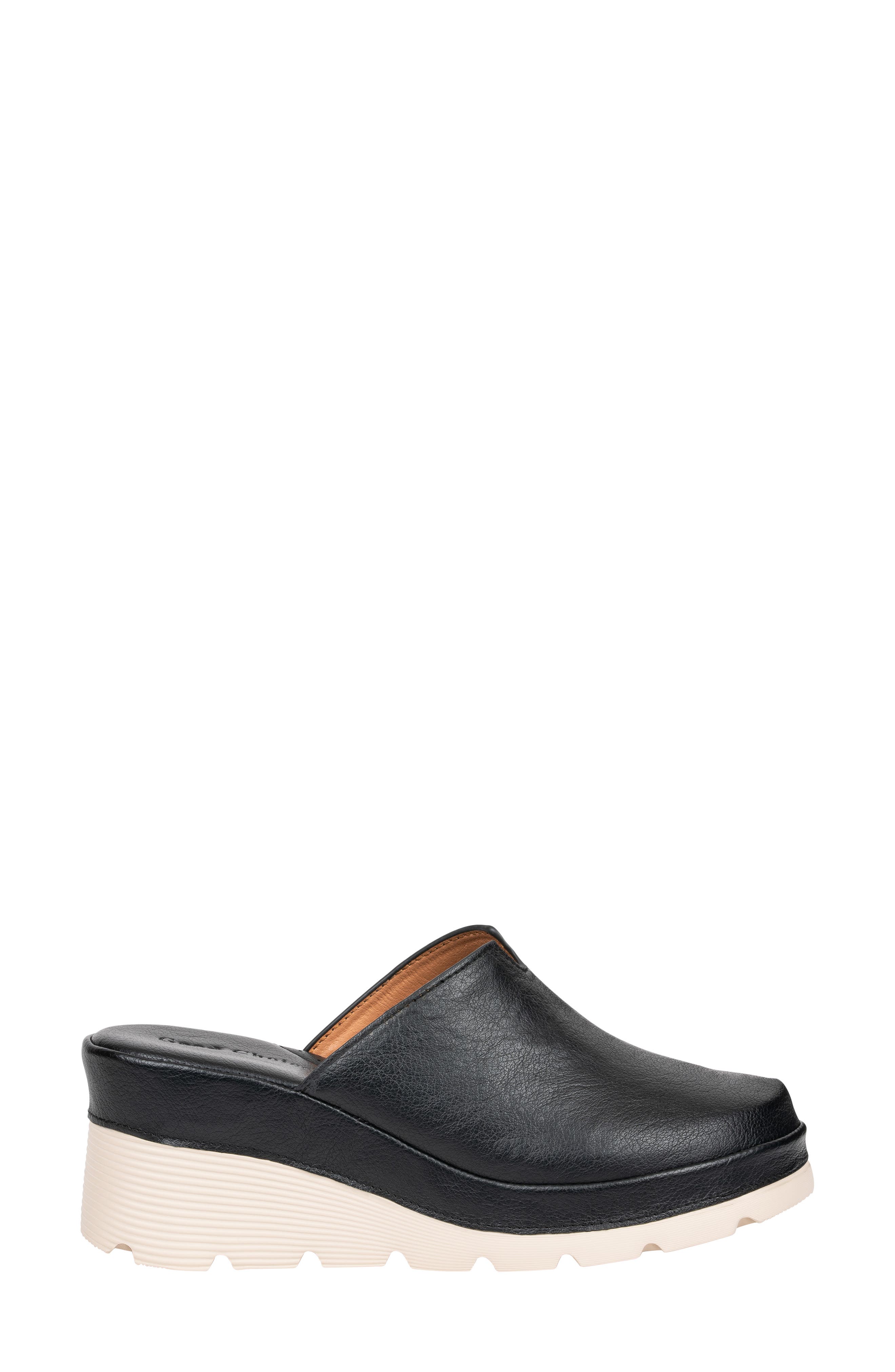 Alna Faux Leather Wedge Clog, Alternate, color, BLACK