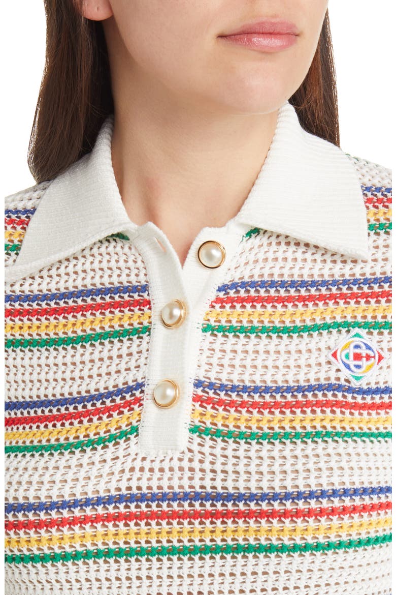 Stripe Crochet Polo Dress (Nordstrom Exclusive), Alternate, color, WHITE MULTI