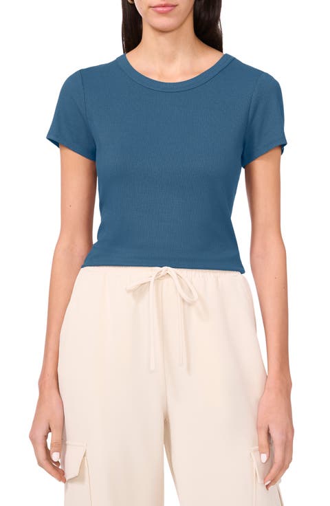 Rib Knit Jersey T-Shirt