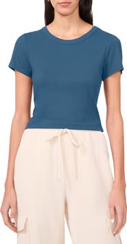 Halogen® Rib Knit Jersey T-Shirt