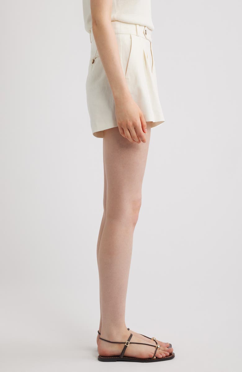 DÔEN Kingsley Pleated Linen Blend Shorts, Alternate, color, Salt