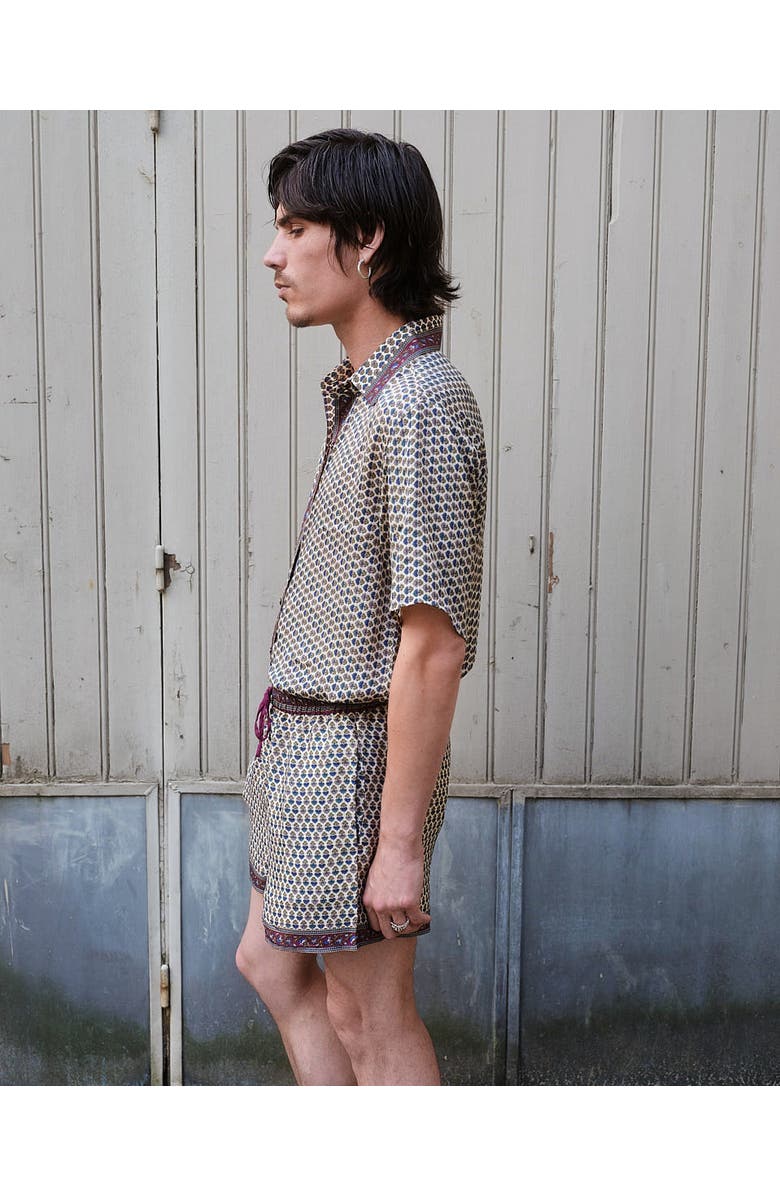 Monzlapur Embossed Botanical Crepe Shorts, Alternate, color, Forest Plum