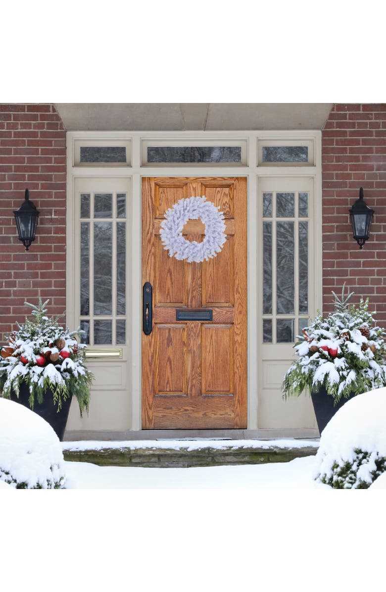 Northlight White Crystal Spruce Artificial Christmas Wreath - 20" - Unlit, Alternate, color, White