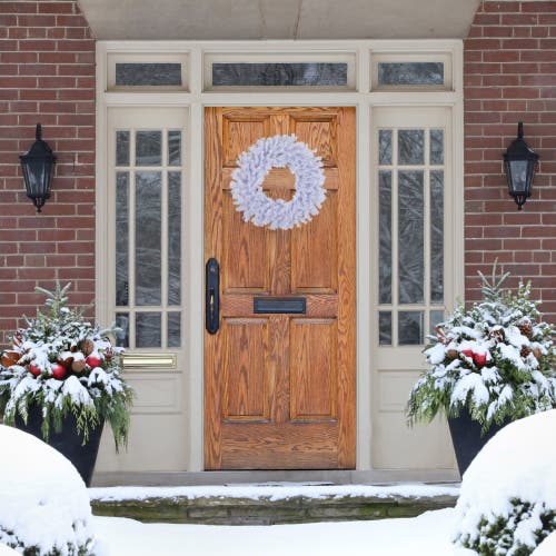 Northlight White Crystal Spruce Artificial Christmas Wreath In Purple