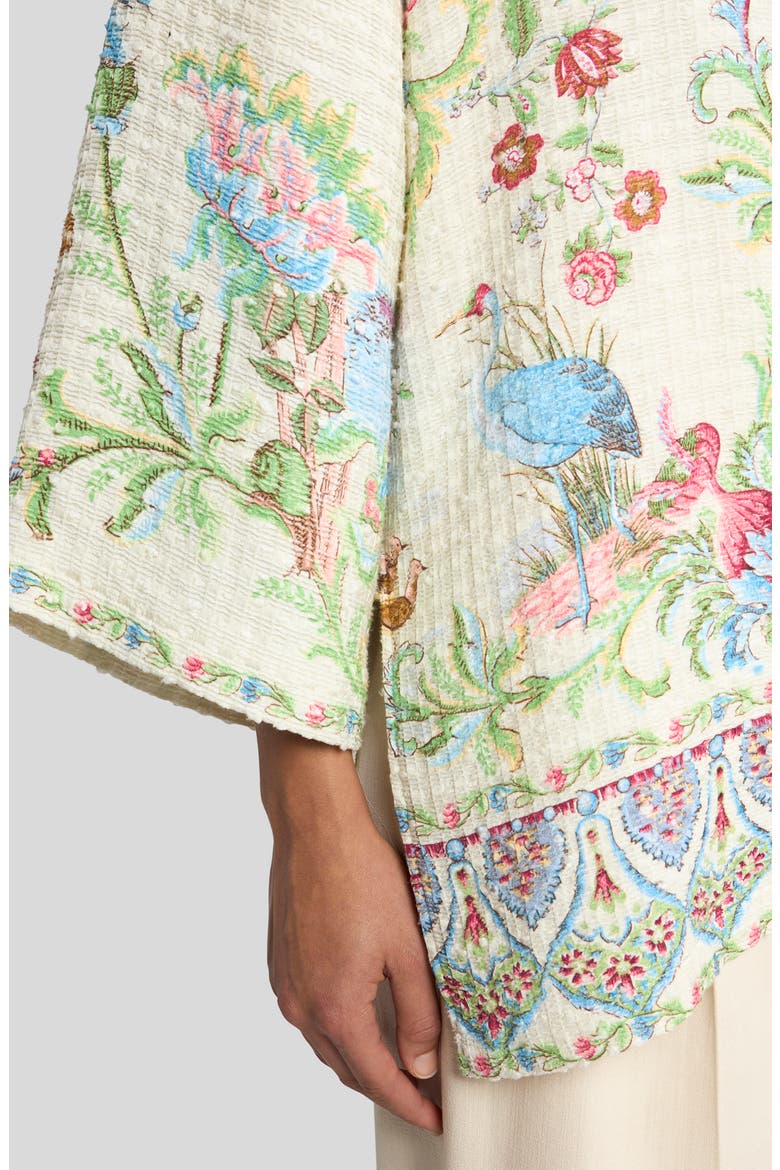 Kesa Side Slit Cotton Blend Jacket, Alternate, color, PRINT ON WHITE BASE