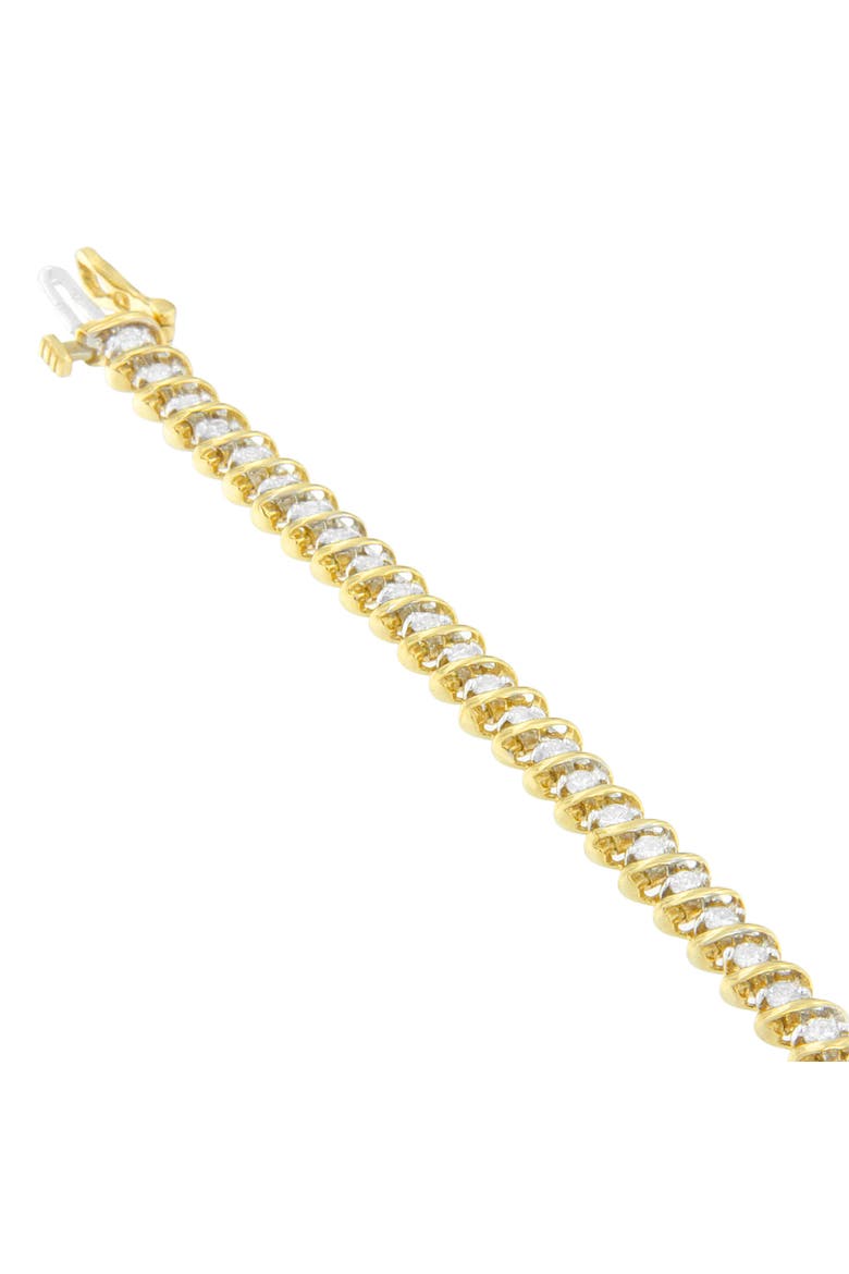 18K Yellow Gold Round Cut Diamond Spiral Link Bracelet, Alternate, color, Yellow