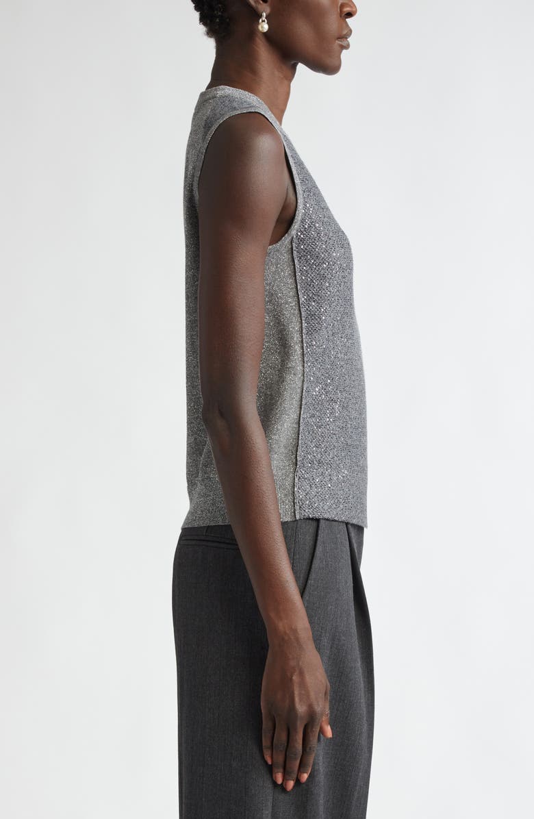 St. John Collection Sequin Front Metallic Sleeveless Sweater, Alternate, color, 