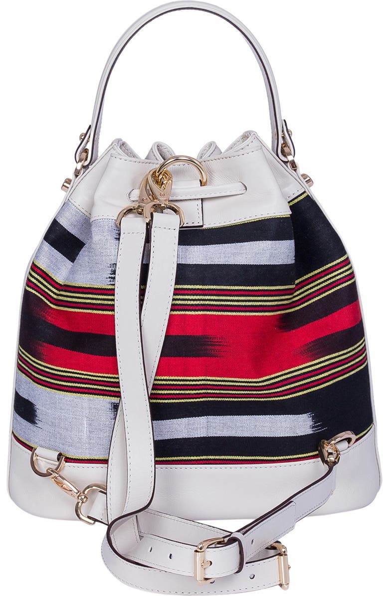 K'ai & Vrosi Leather & Fabric Pattern Convertible Bag, Alternate, color, Beige