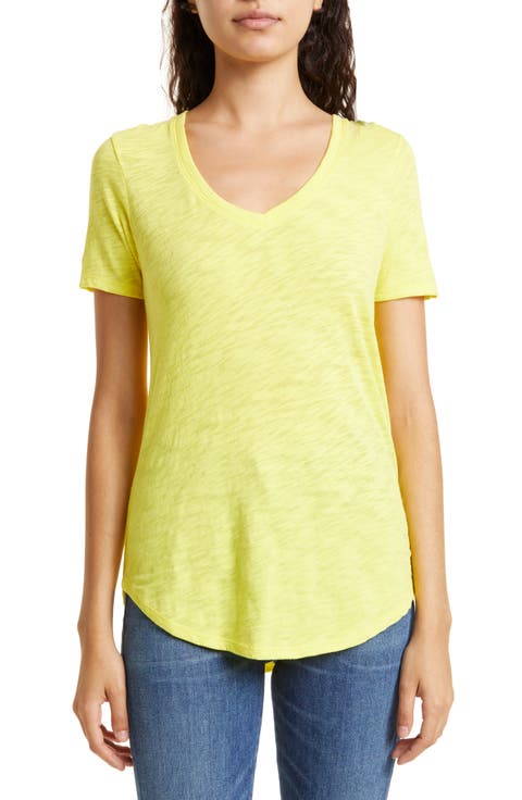 V-Neck Slub Cotton T-Shirt