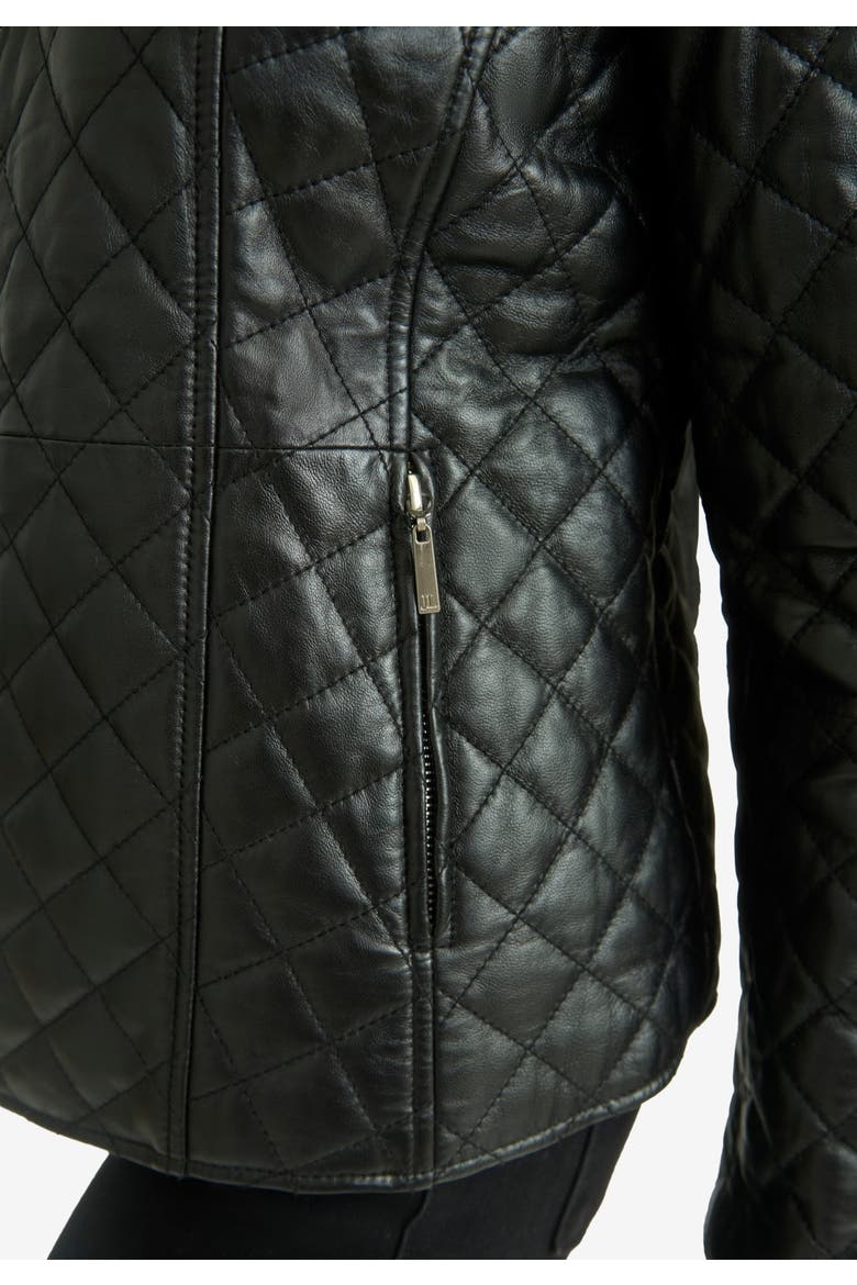 Leather Quilted Jacket, Alternate, color, BLACK