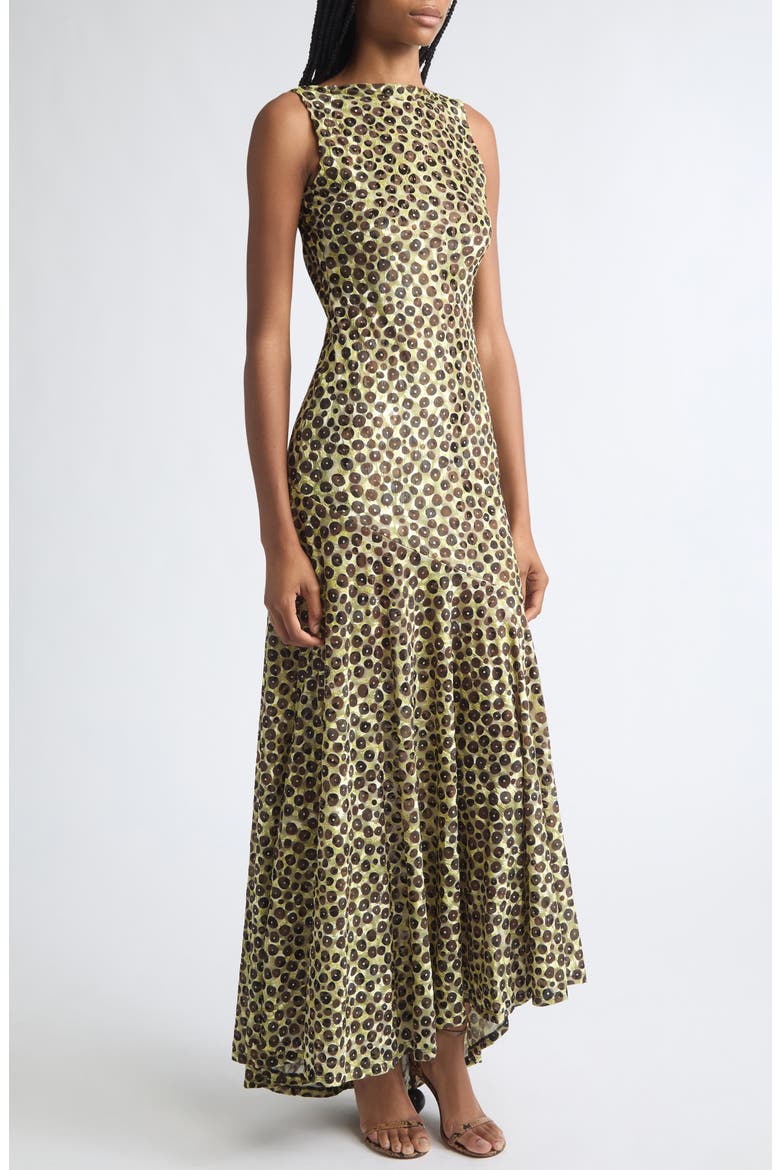 Fens Open Back Velvet Devoré Maxi Dress, Alternate, color, BLACK MULTI