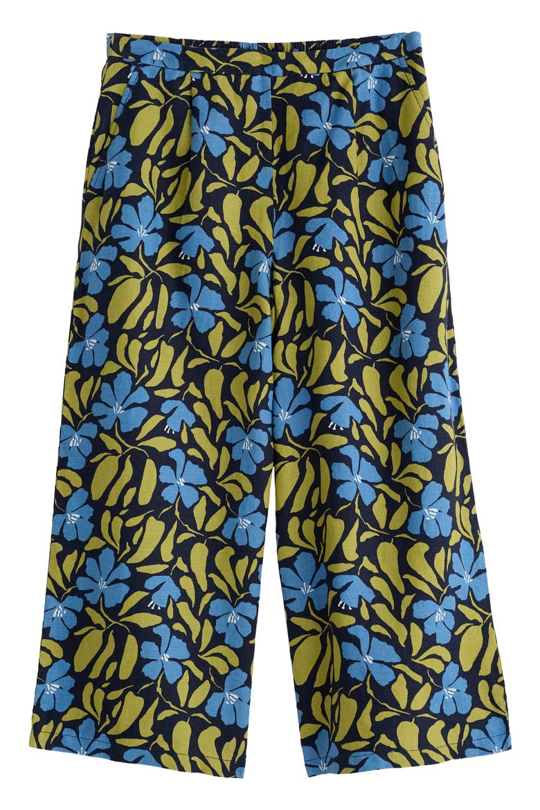 Peaceful Haven Linen Culottes, Alternate, color, LEAFY FLORAL MARITIME