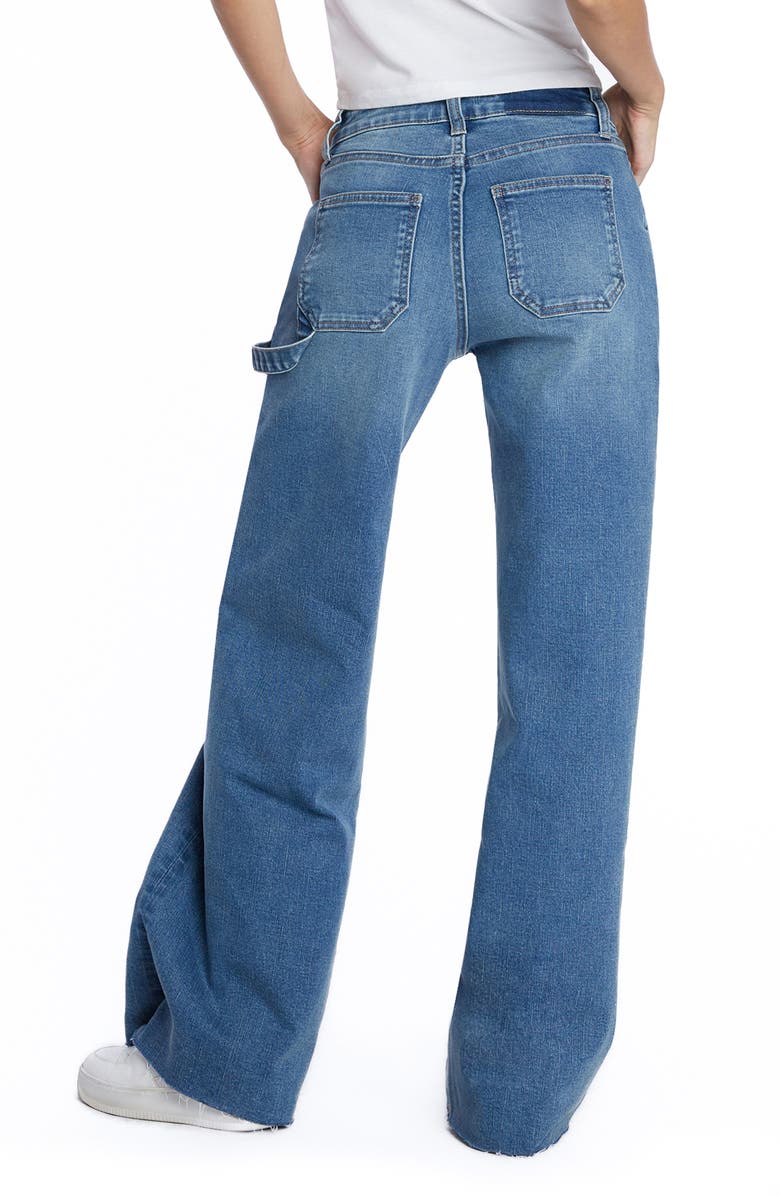 HINT OF BLU Raw Hem Wide Leg Carpenter Jeans, Alternate, color, Palma Blue