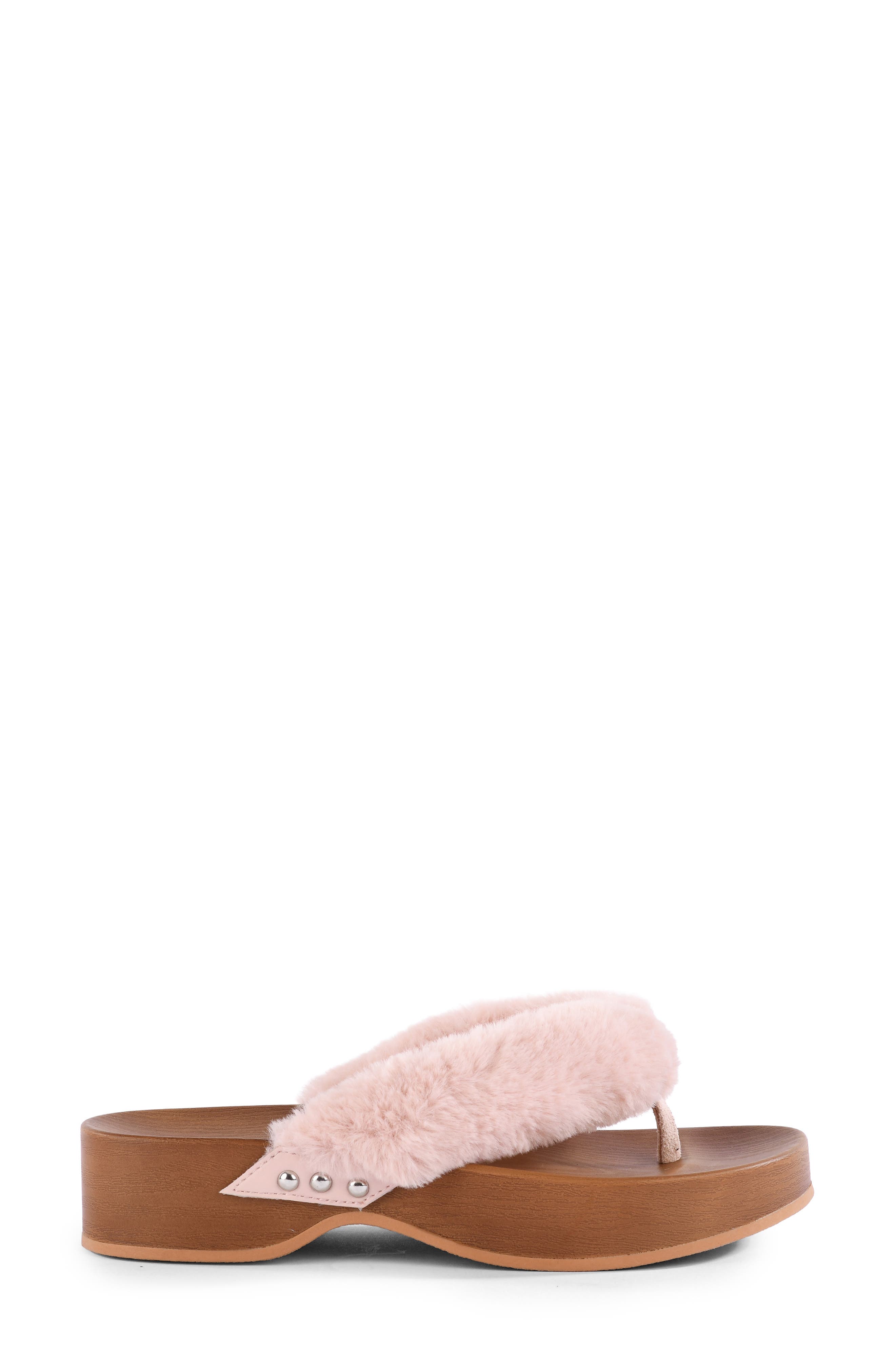 Ocean Ave Faux Fur Flip Flop, Alternate, color, BLUSH