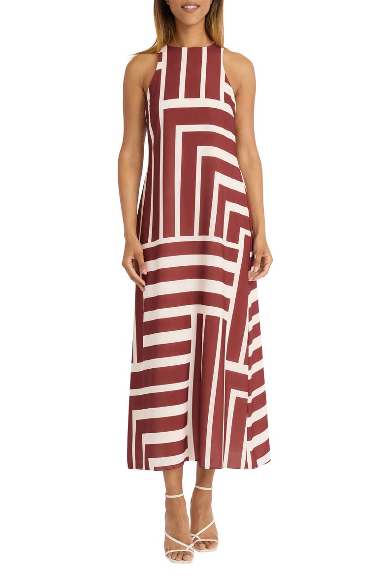 Stripe Maxi Dress, Main, color, CREA/BROWN