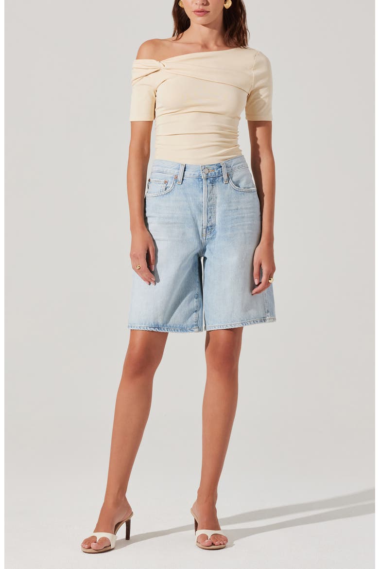 Saylah One-Shoulder Stretch Cotton Top, Alternate, color, CREAM